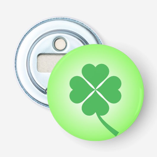 Lucky Four Leaf Shamrock Design-87906 Button Flesopener (Voorkant)