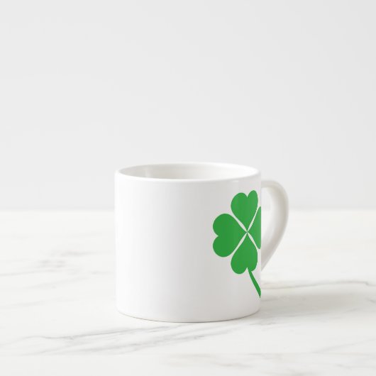 Lucky Four Leaf Shamrock Design-87906 Espresso Kop (Voorkant rechts)