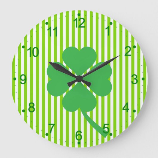 Lucky Four Leaf Shamrock Design-87906 Grote Klok (Voorkant)