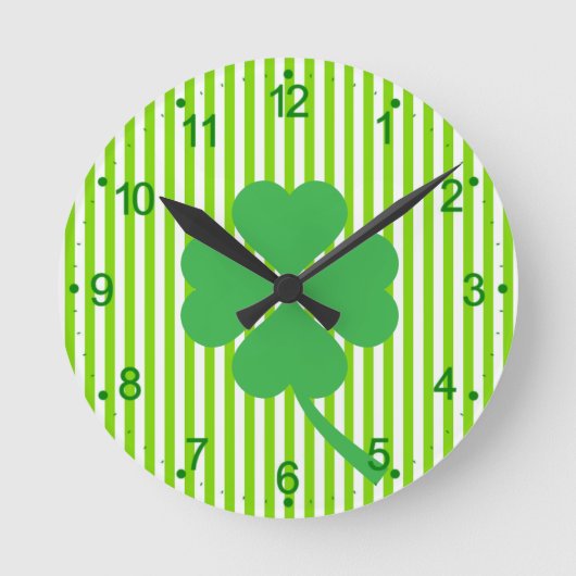 Lucky Four Leaf Shamrock Design-87906 Ronde Klok (Voorkant)
