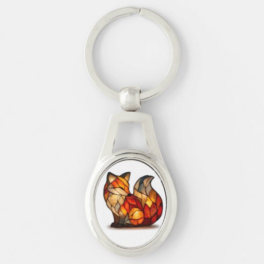 Lucky Fox Charm Metal Keychain (Voorkant)
