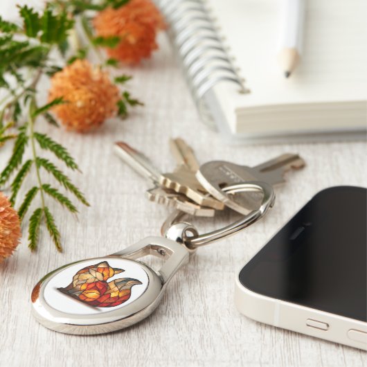 Lucky Fox Charm Metal Keychain (Zijkant)