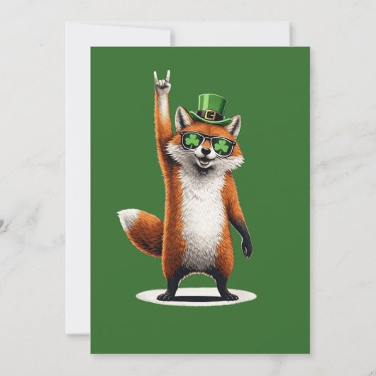 Lucky Fox Shamrock Sunglasses St Patrick's day Bedankkaart (Voorkant)