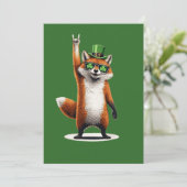Lucky Fox Shamrock Sunglasses St Patrick's day Bedankkaart (Staand voorkant)