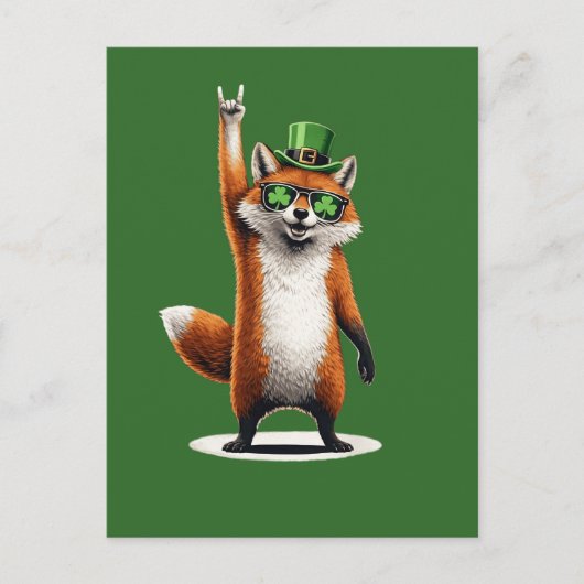 Lucky Fox Shamrock Sunglasses St Patrick's day Briefkaart (Voorkant)