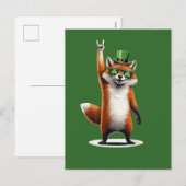 Lucky Fox Shamrock Sunglasses St Patrick's day Feestdagenkaart (Voorkant / Achterkant)