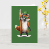 Lucky Fox Shamrock Sunglasses St Patrick's day Kaart (Gele Bloem)