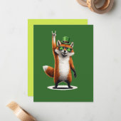 Lucky Fox Shamrock Sunglasses St Patrick's day Notitiekaartje (Voorkant / Achterkant in situ)