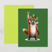 Lucky Fox Shamrock Sunglasses St Patrick's day Notitiekaartje (Voorkant / Achterkant)