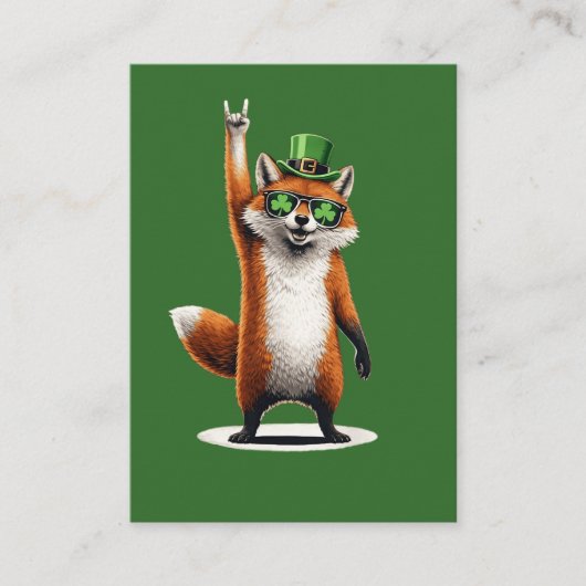 Lucky Fox Shamrock Sunglasses St Patrick's day Visitekaartje (Voorkant)