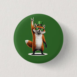 Lucky Fox Shamrock Zonnebril St Patrick's dag Ronde Button 3,2 Cm