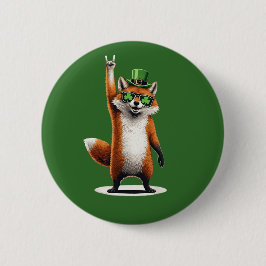 Lucky Fox Shamrock Zonnebril St. Patrick's Dag Ronde Button 5,7 Cm