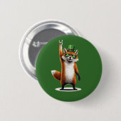 Lucky Fox Shamrock Zonnebril St. Patrick's Dag Ronde Button 5,7 Cm (Voorkant /achterkant)