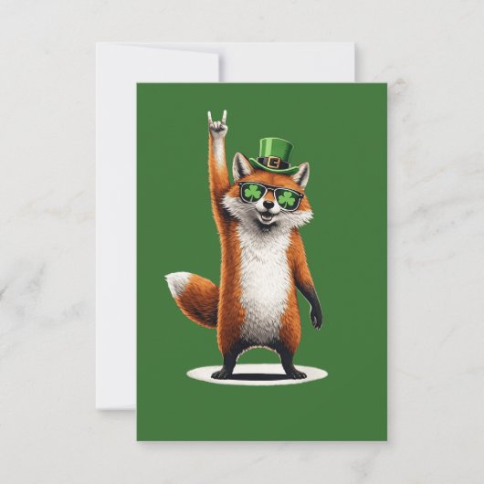 Lucky Fox Shamrock Zonnebril St Patrick's Day Bedankkaart (Voorkant)
