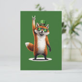 Lucky Fox Shamrock Zonnebril St Patrick's Day Bedankkaart (Staand voorkant)