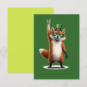 Lucky Fox Shamrock Zonnebril St Patrick's Day Bedankkaart (Voorkant / Achterkant)