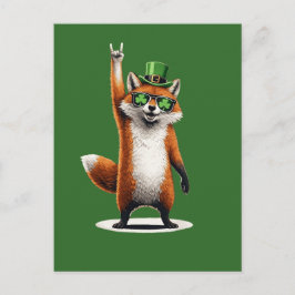Lucky Fox Shamrock Zonnebril St Patrick's Day Briefkaart