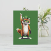 Lucky Fox Shamrock Zonnebril St Patrick's Day Kaart (Staand voorkant)