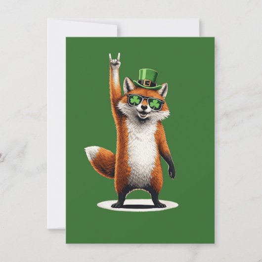 Lucky Fox Shamrock Zonnebril St Patrick's Day Kaart (Voorkant)