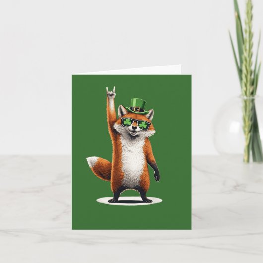 Lucky Fox Shamrock Zonnebril St Patrick's Day Kaart (Voorkant)