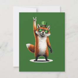 Lucky Fox Shamrock Zonnebril St Patrick's Day Notitiekaartje