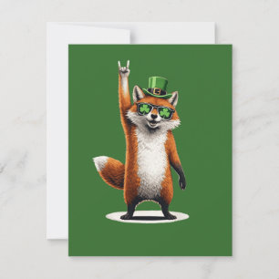Lucky Fox Shamrock Zonnebril St. Patrick's Day Notitiekaartje
