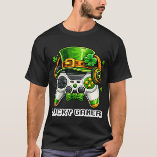 Lucky Gamer St Patricks Day Game Controller Boys T-shirt