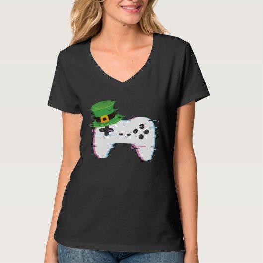 Lucky Gamer St Patricks Day Video Games Controller T-shirt (Voorkant)