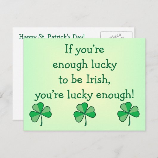 Lucky genoeg Iers Briefkaart (Voorkant / Achterkant)