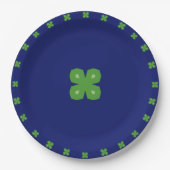 Lucky Geometric four-Leaf Clovers op Blue Papieren Bordje (Voorkant)