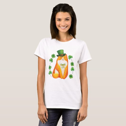 Lucky Ginger Kat St Patricks T-shirt (Voorkant volledig)