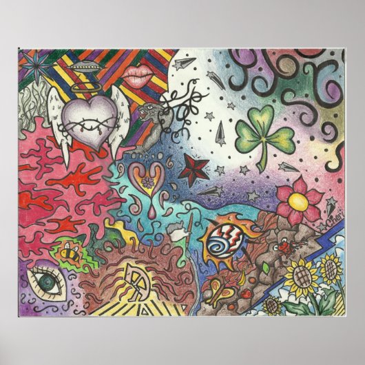 LUCKY GIRL ART COLLAGE POSTER (Voorkant)