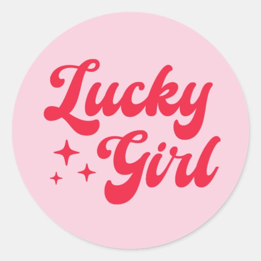 Lucky Girl Ronde Sticker (Voorkant)