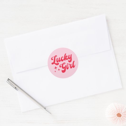 Lucky Girl Ronde Sticker (Envelop)