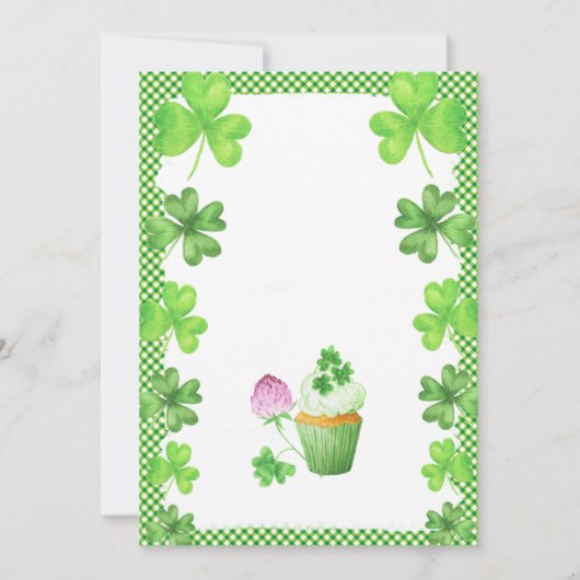 Lucky Girl Shamrock en Muffin Birthday Party Invi Kaart (Achterkant)