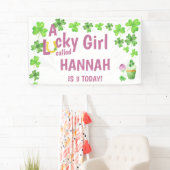 Lucky Girl Shamrock en Muffin Birthday Party Spandoek (Insitu)