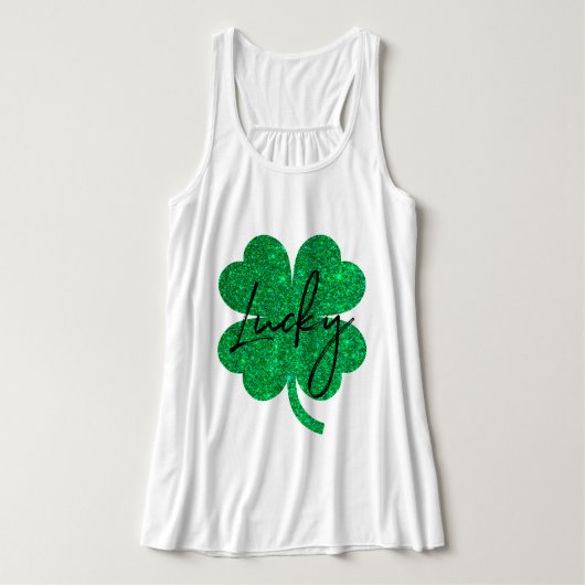 Lucky glitter 4 bladklaver tanktop (Design voorkant)