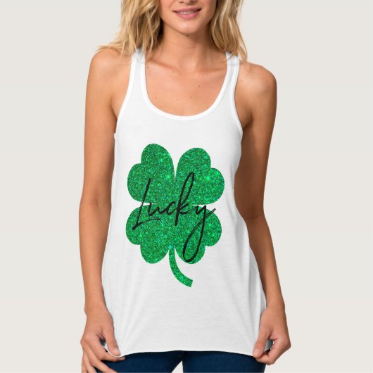 Lucky glitter 4 bladklaver tanktop (Voorkant)