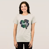 Lucky Glitter & Camo Shamrock St. Patrick's Day Tri-Blend Shirt (Voorkant volledig)