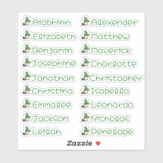 Lucky Gnome Custom Meerdere Naam Stickers (Vel)