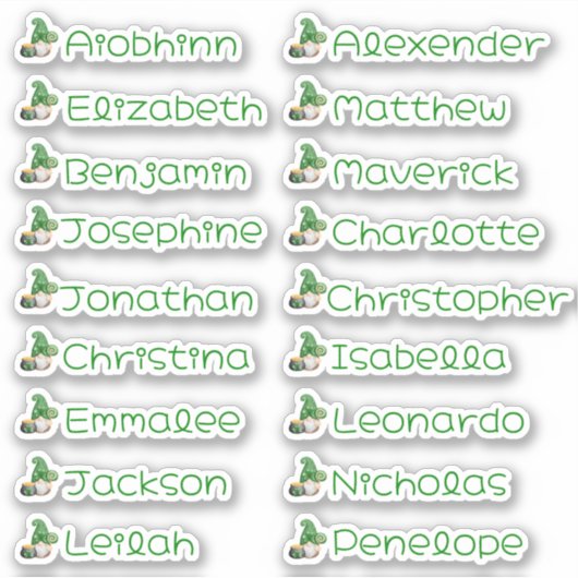 Lucky Gnome Custom Meerdere Naam Stickers (Voorkant)