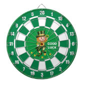 Lucky Gnome met Gouden Confetti op Emerald Green Dartbord (Voorkant)