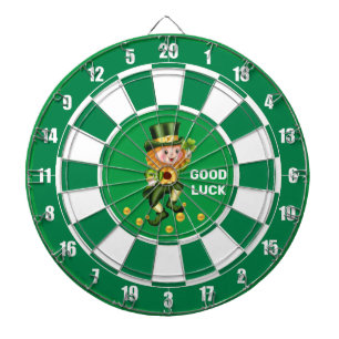 Lucky Gnome met Gouden Confetti op Emerald Green Dartbord
