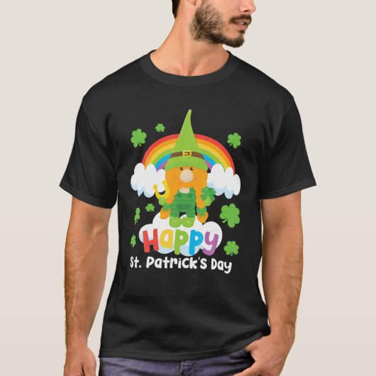 Lucky Gnome St Patricks Day Lucky Hoefijzer Cute R T-shirt (Voorkant)