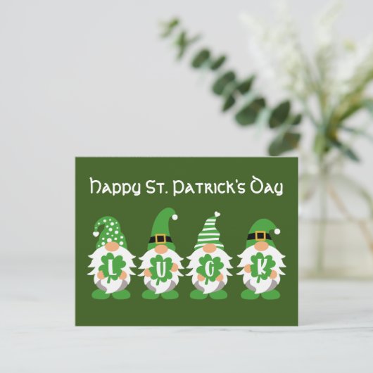 Lucky Gnomen St Patricks Day Briefkaart (Staand voorkant)