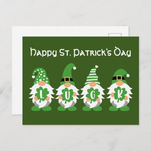 Lucky Gnomen St Patricks Day Briefkaart (Voorkant / Achterkant)