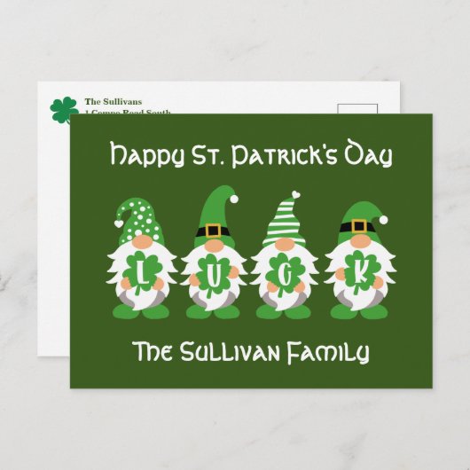 Lucky Gnomes Leprechaun Name St Patricks Day Briefkaart (Voorkant / Achterkant)
