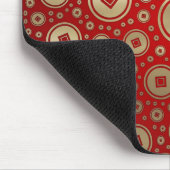 Lucky Gold Chinese munten patroon op rood Muismat (Hoek)