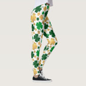 Lucky Gold Foil Vier Leaf Clover Shamrock Pattern Leggings (Rechts)