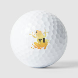 Lucky Gold Frog Illustration "#1" Custom Golfballen
